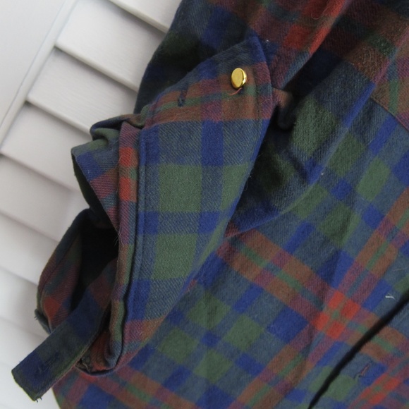 OVI Multicolor Plaid Flannel Button Down shirt w/ Gold Studs sz L - Picture 2 of 4